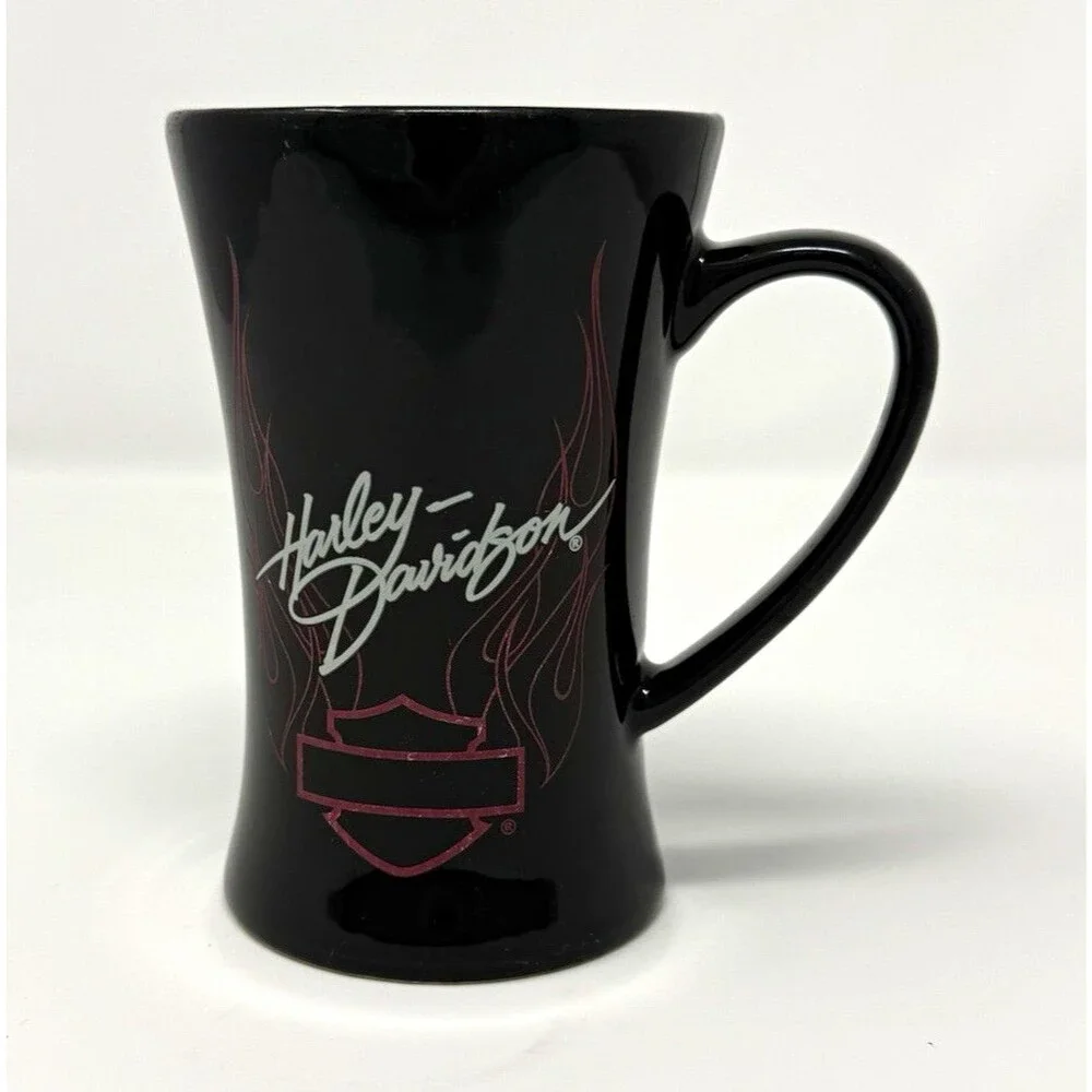 Harley-Davidson Black Ceramic Coffee Mug Bar & Shield Logo 2008 Thailand